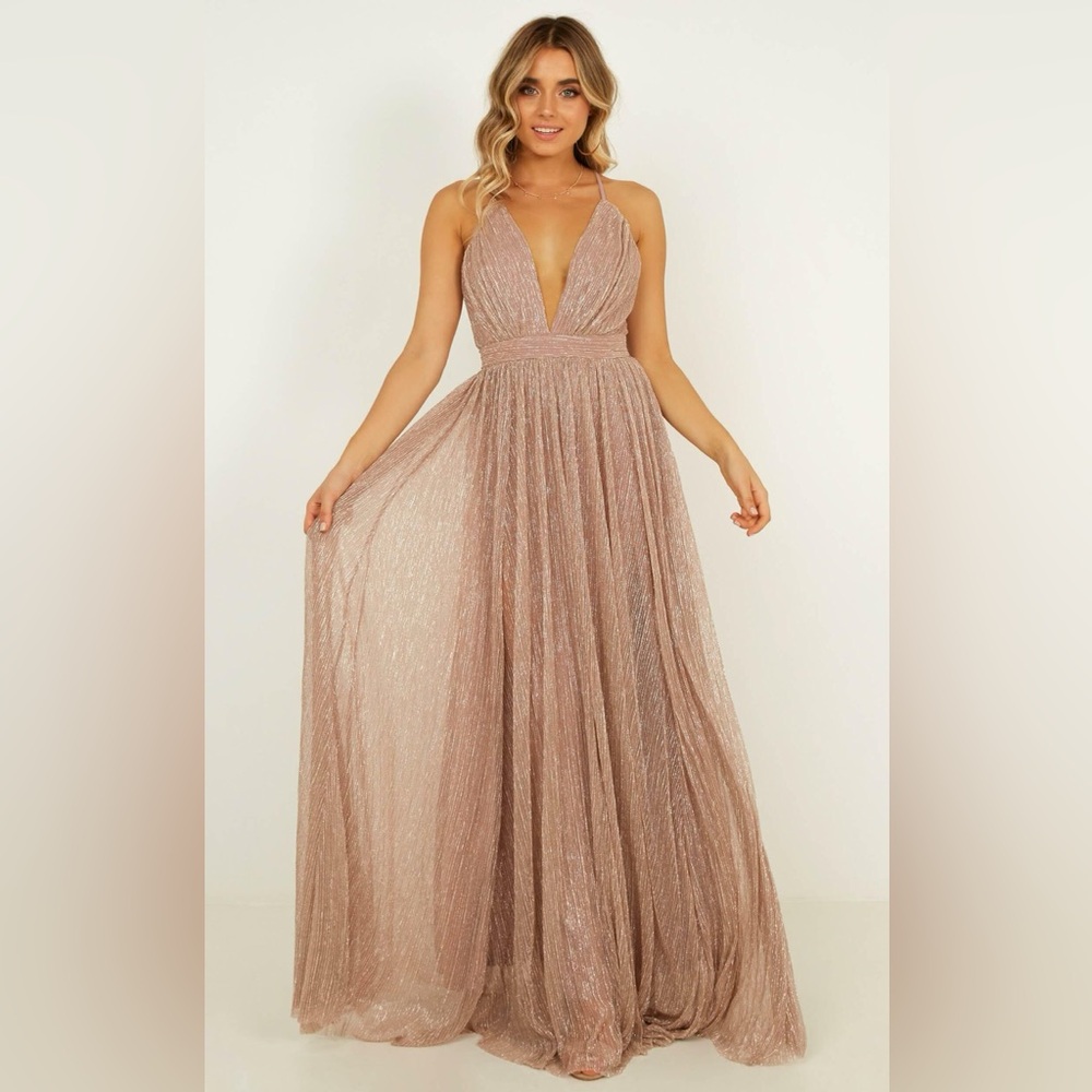 Mauve Shimmer Maxi Dress